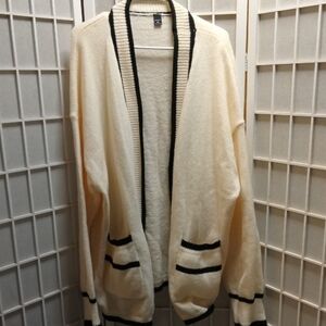 Big And Tall NFINITY Cream Cardigan with Black Trim